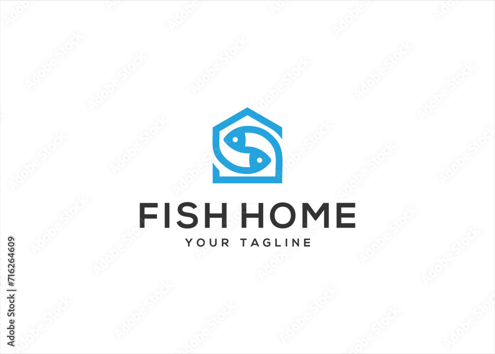 Fish Home Real Estate Logo Design Vector illustration template