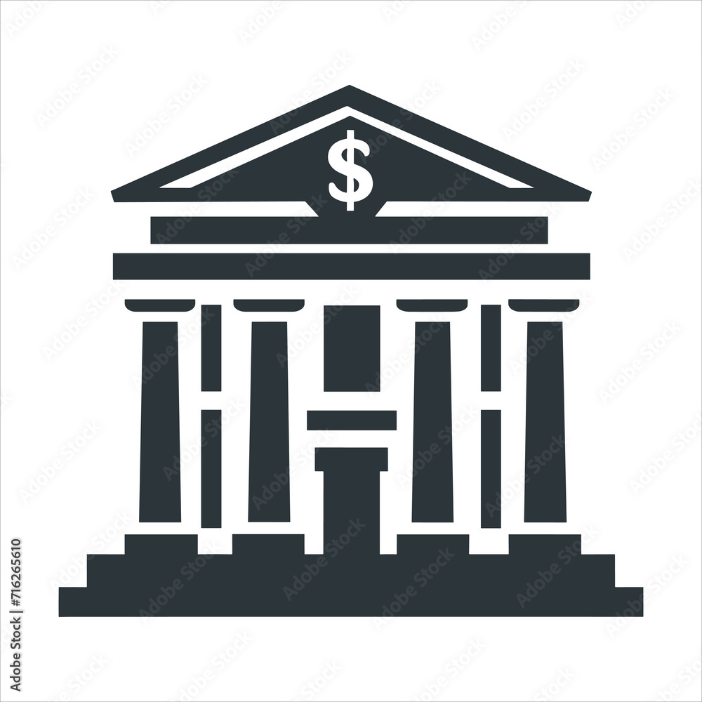simple vector icon of a bank building with dollar simple vector icon of a bank building with dollar