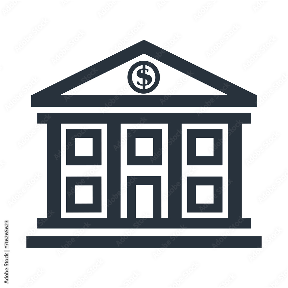 simple vector icon of a bank building with dollar simple vector icon of a bank building with dollar