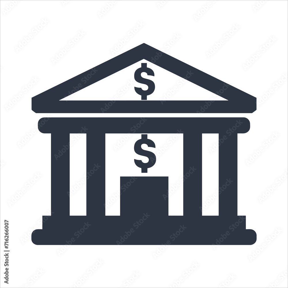 simple vector icon of a bank building with dollar simple vector icon of a bank building with dollar
