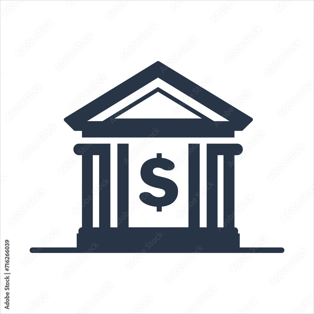 simple vector icon of a bank building with dollar simple vector icon of a bank building with dollar