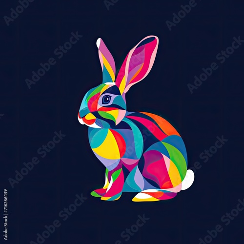 Rabbit Animal Logo Design Multicolor Figure Generative AI