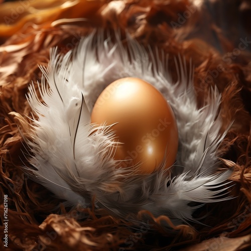 poultry egg in straw nest