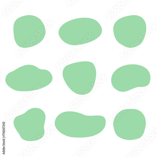 緑色で不定形の丸いフレームのセット