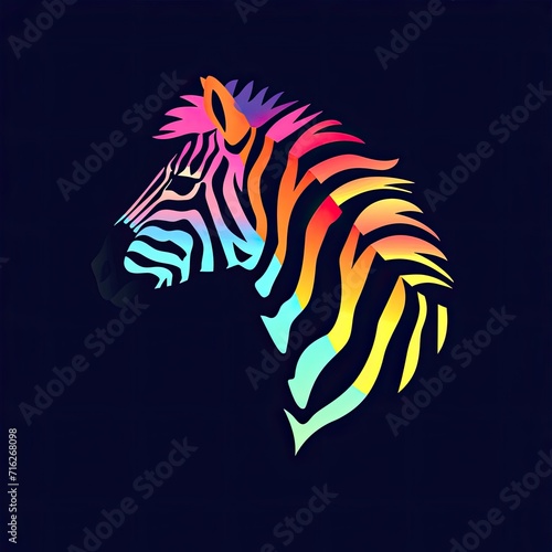 Zebra Animal Logo Illustration Multicolor Figure Generative AI