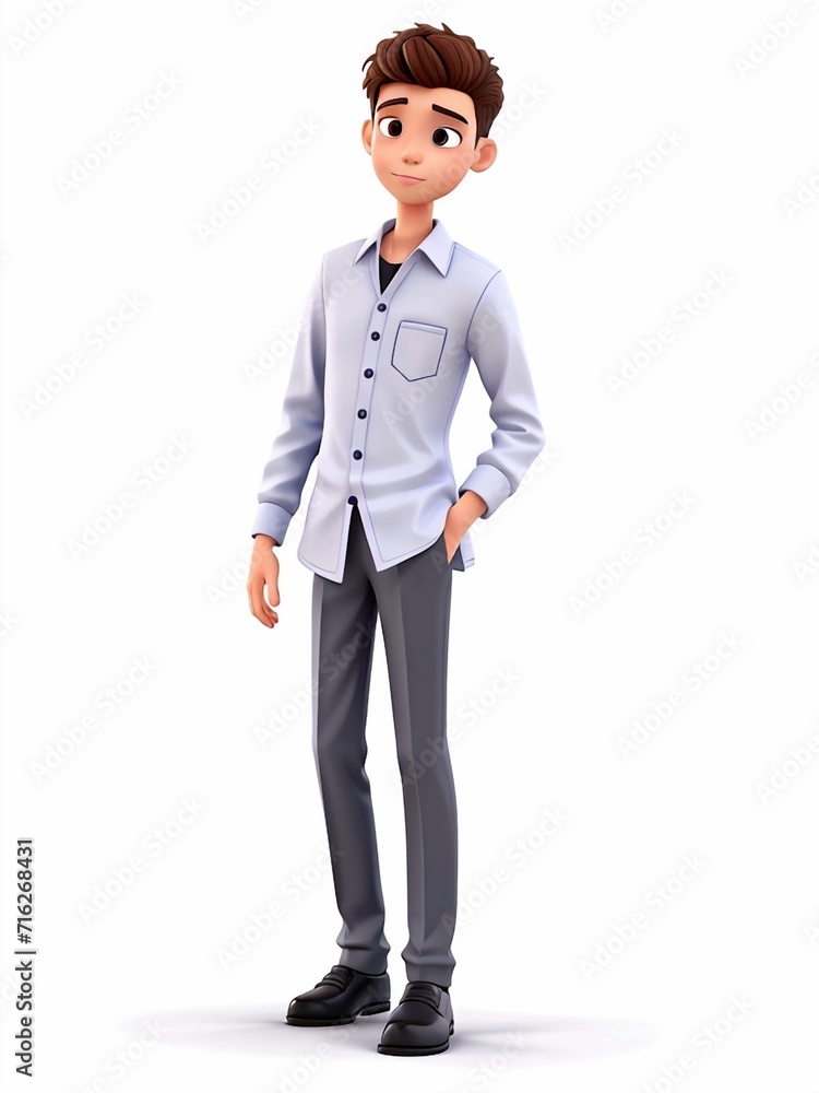 3D Illustration of a one young man work dress, Generated AI 3D Illustration of a one young man work dress, Generated AI