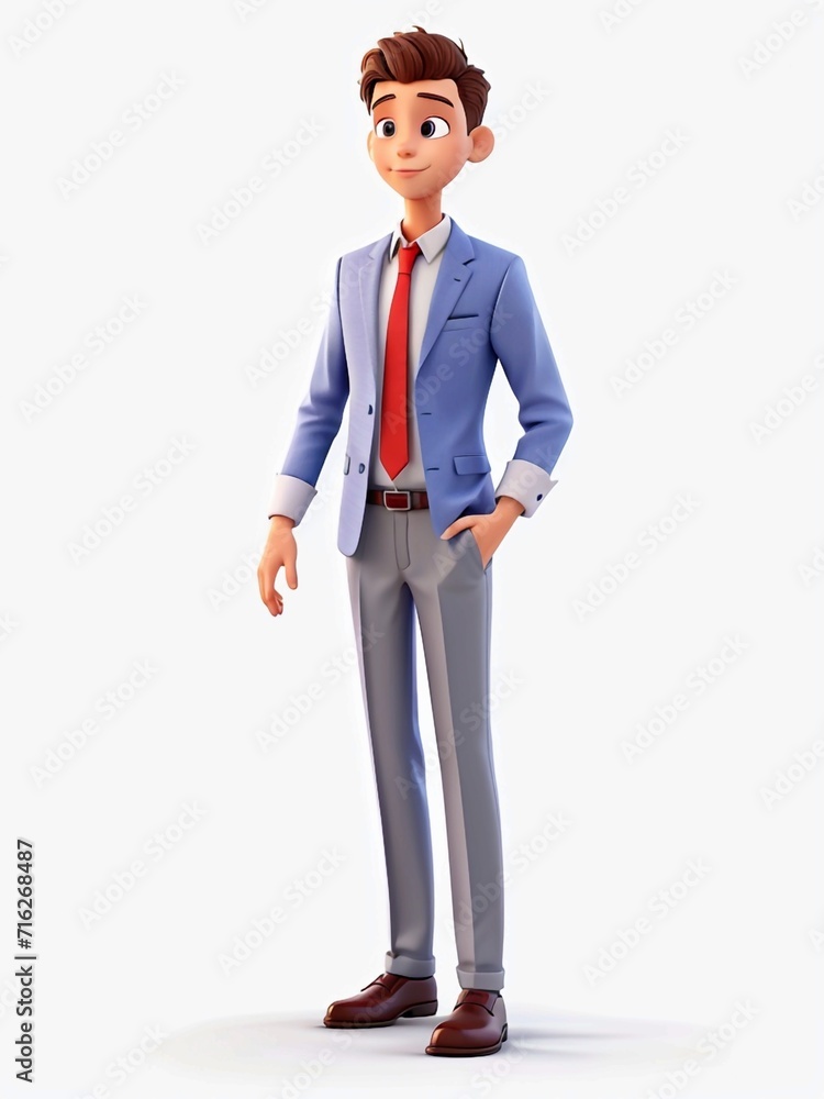 3D Illustration of a one young man work dress, Generated AI 3D Illustration of a one young man work dress, Generated AI