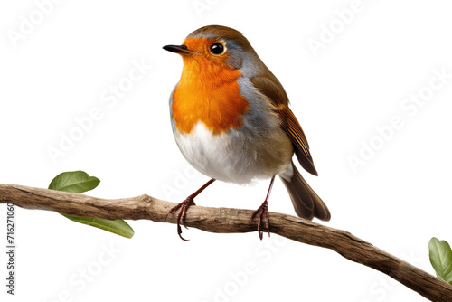 Robin on a Branch Isolated On Transparent Background