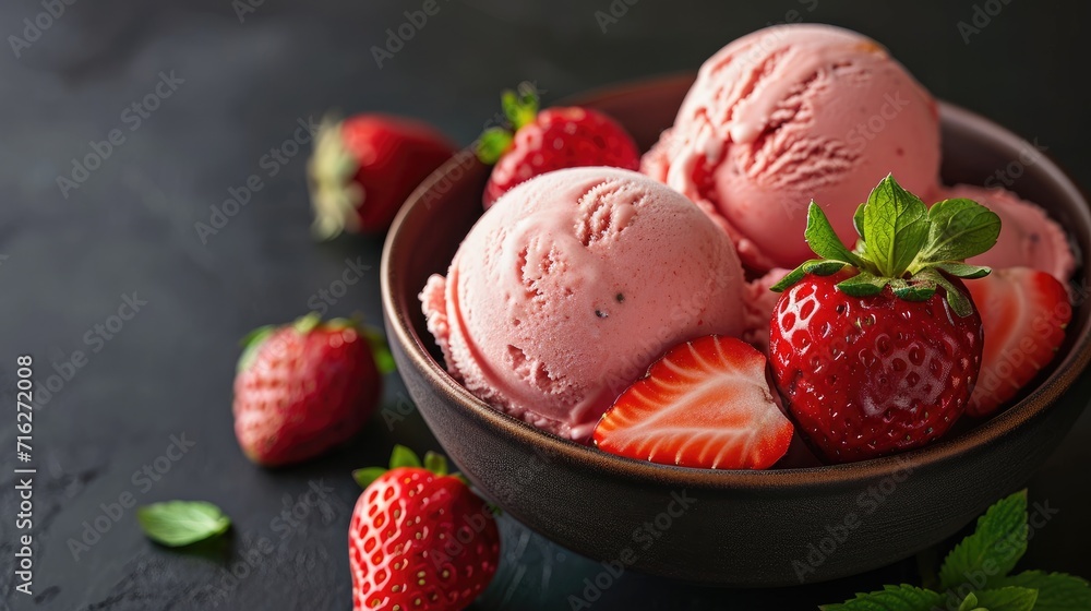 Savor homemade strawberry ice cream with a burst of fresh strawberries, Ai Generated. Savor homemade strawberry ice cream with a burst of fresh strawberries, Ai Generated.