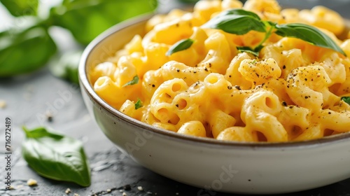 Indulge in the creamy delight of macaroni pasta coated in a luscious, cheesy sauce, Ai Generated.