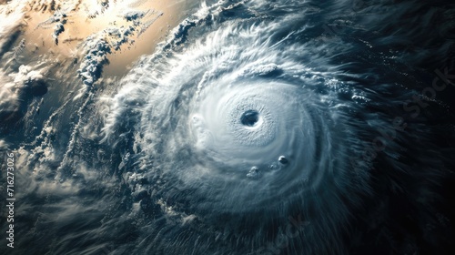 A satellite view captures the immense power of a tropical cyclone  Ai Generated.