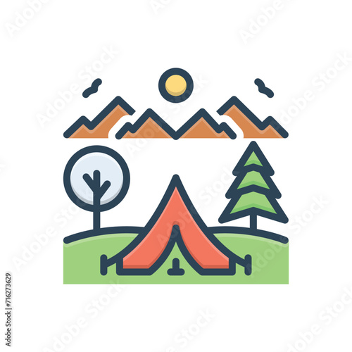 Color illustration icon for camp