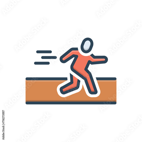 Color illustration icon for running