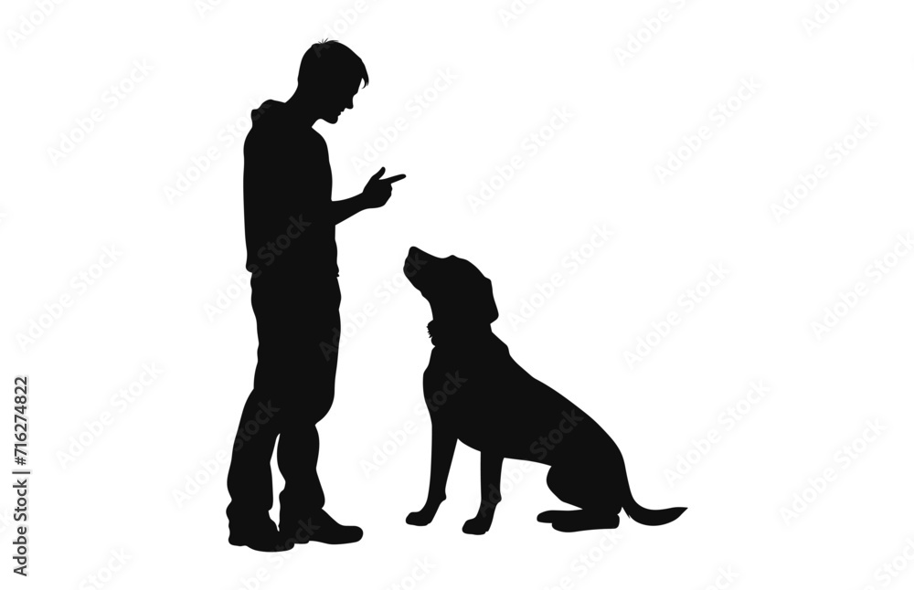 Dog Trainer black Silhouette black vector isolated on a white background