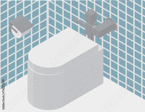 アイソメトリックな公共施設や商業施設にあるトイレのイメージ素材