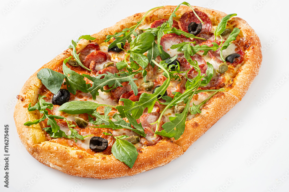 italian pizza on the white background italian pizza on the white background