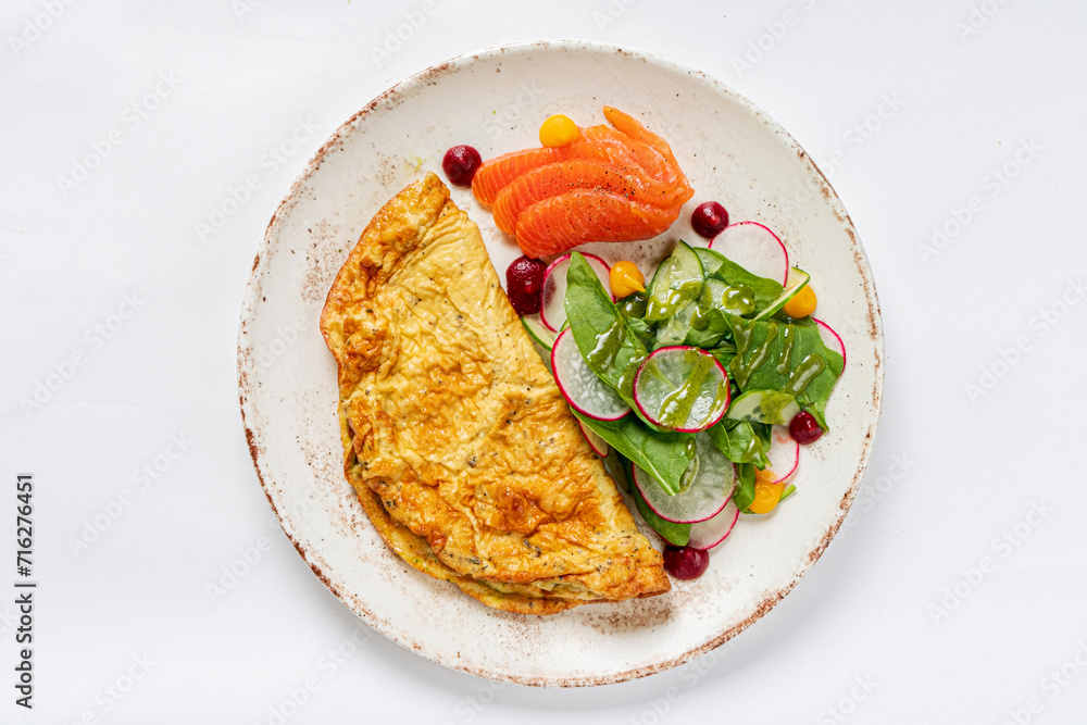 omelet with vegetables and salted salmon omelet with vegetables and salted salmon