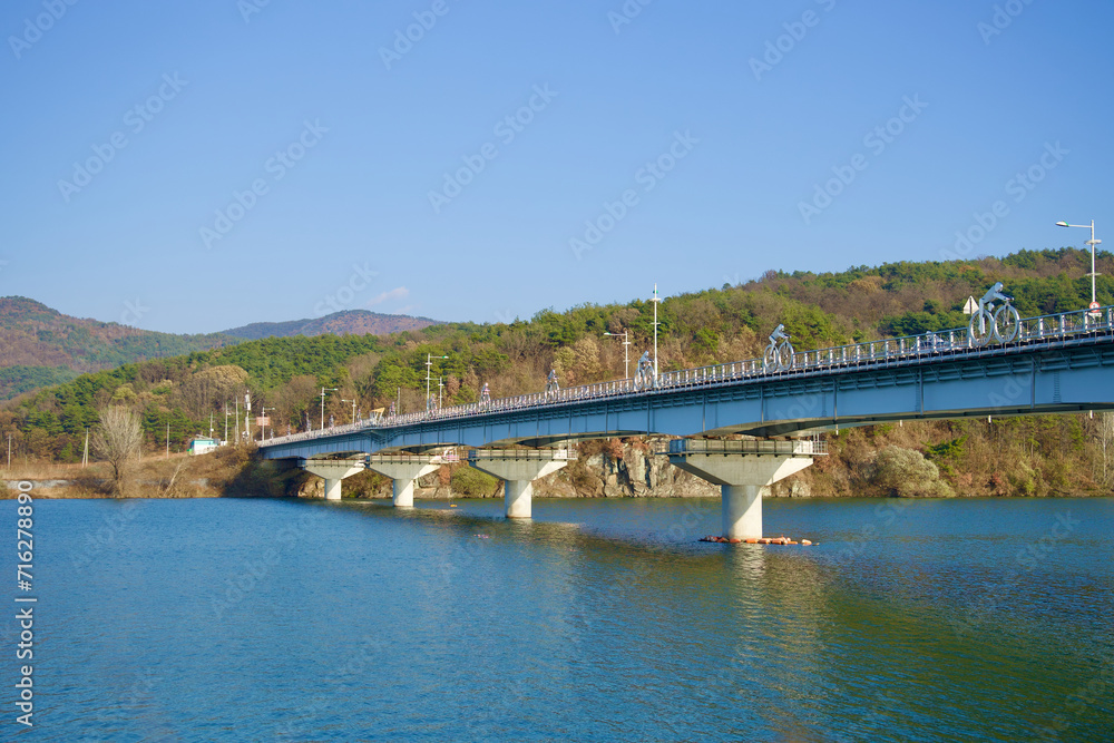 Wide Angle of Gyeongcheon Bridge Over Nakdong River
