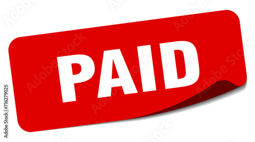 paid sticker. paid label