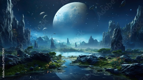 night landscape with moon