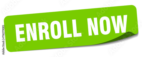 enroll now sticker. enroll now label