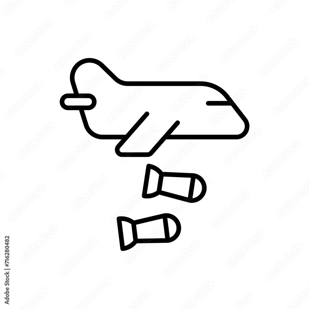 Bombing outline icons, minimalist vector illustration ,simple transparent graphic element .Isolated on white background