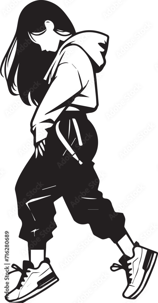 Fototapeta premium Girl Dancing Vector Design Silhouette 