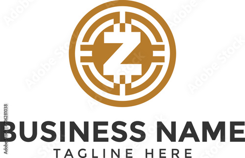 Letter Z blockchain and crypto logo, blockchain logo, crypto logo, digital currency logo icon and symbol for cryptocurrency website and business, techfinance logo