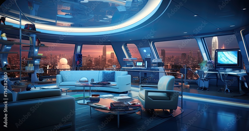 Immerse yourself in a futuristic dwelling with a hi-tech interior design that redefines modern living. Immerse yourself in a futuristic dwelling with a hi-tech interior design that redefines modern living.