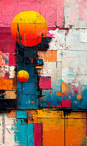 Colorful abstract graffiti painted on a wall. Urban Contemporary Culture.