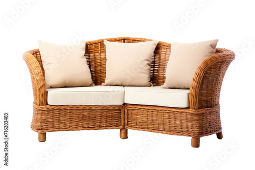Wicker Miniature Sectional Sofa Isolated On Transparent Background