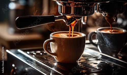 A Steaming Cup of Java Being Filled with Dark, Aromatic, Roasted Liquid