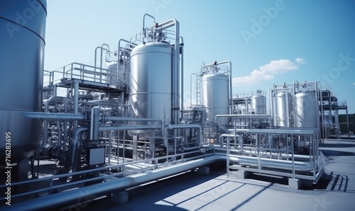 Large Industrial Facility with Pipes and Tanks