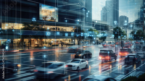 A network of sensors and cameras installed throughout a city,  enabling real-time data collection for optimizing traffic patterns and resource allocation