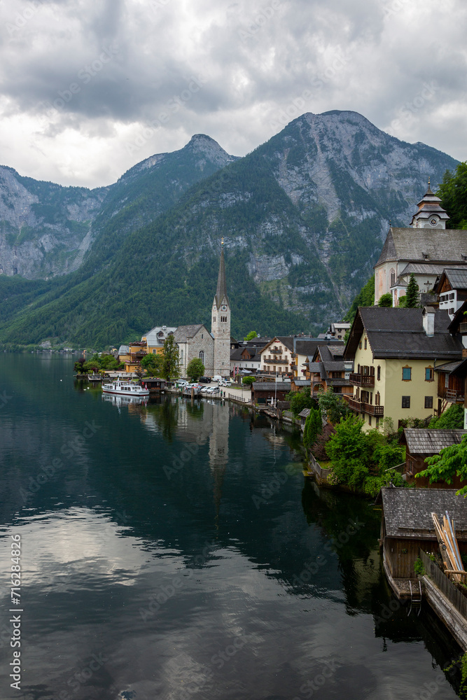View of Lake Hallstattersee and the city of Hallstatt