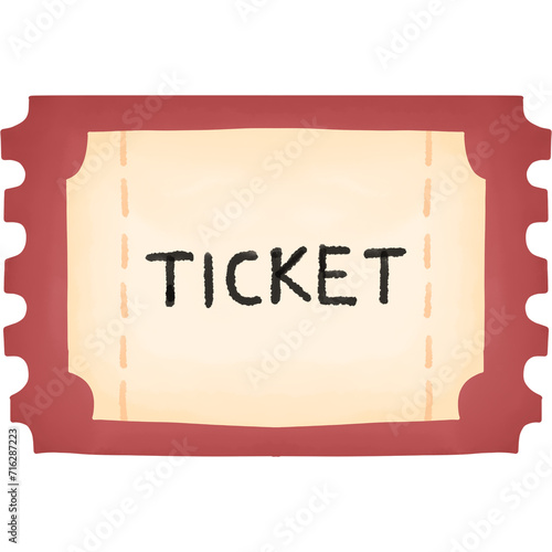 Ticket. watercolor style. isolated on transparent background