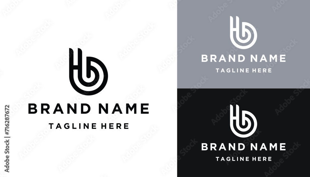 Initial Letter HB B H BH Monogram with Elegant Luxury Geometric Line Art Logo Design Initial Letter HB B H BH Monogram with Elegant Luxury Geometric Line Art Logo Design