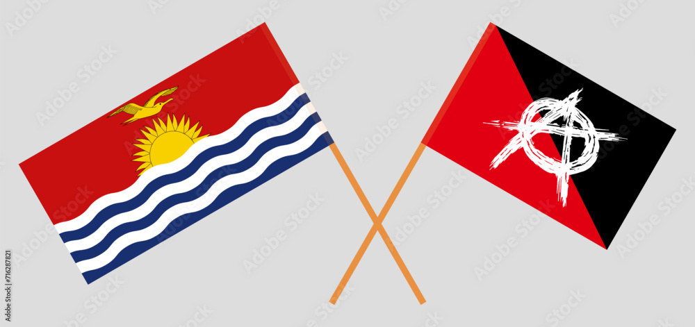 Crossed flags of Kiribati and anarchy. Official colors. Correct proportion Crossed flags of Kiribati and anarchy. Official colors. Correct proportion