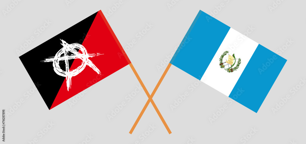 Crossed flags of anarchy and Guatemala. Official colors. Correct proportion Crossed flags of anarchy and Guatemala. Official colors. Correct proportion