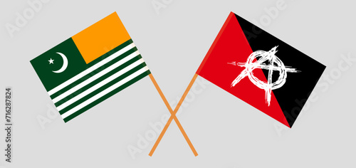 Crossed flags of Azad Kashmir and anarchy. Official colors. Correct proportion