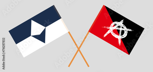 Crossed flags of Antarctica and anarchy. Official colors. Correct proportion