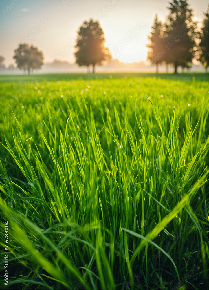 weet green grass in the morning 