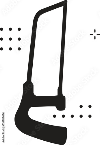 set of hacksaw icons. Saw for garden, metal, wood and aerated concrete