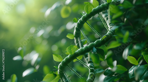 DNA Helix Made from Green Leaves 