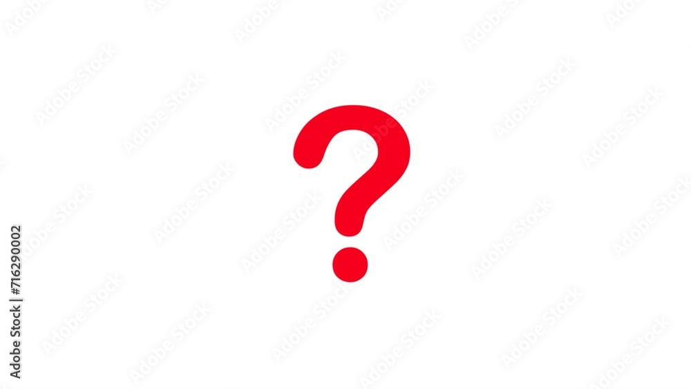 the question mark icon, its animated movement pops and jumps, is red on a white background the question mark icon, its animated movement pops and jumps, is red on a white background