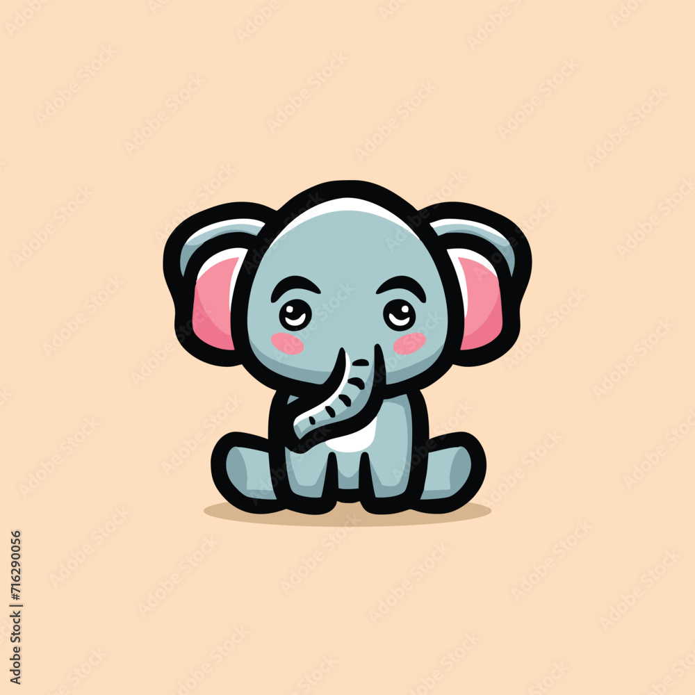 Cute Elephant Cartoon Mascot Animal Vector Logo Design illustration Cute Elephant Cartoon Mascot Animal Vector Logo Design illustration