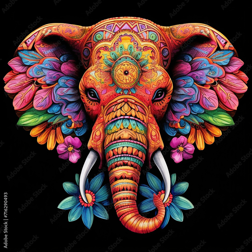 beautiful_embroidery_Elephant_by_Ed_Hardy_fabric_vector