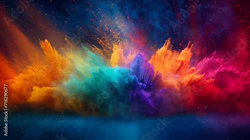 Dust explosion abstract background, Holi background photo
