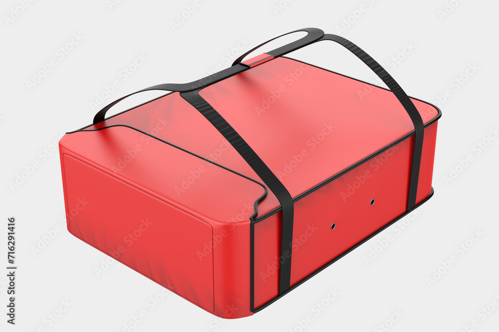 Hot food delivery courier thermal insulated pizza bag isolated on white background. 3d illustration Hot food delivery courier thermal insulated pizza bag isolated on white background. 3d illustration