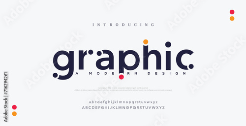 Graphic, abstract technology alphabet with colorful tech font. digital space typography vector illustration design	
 photo